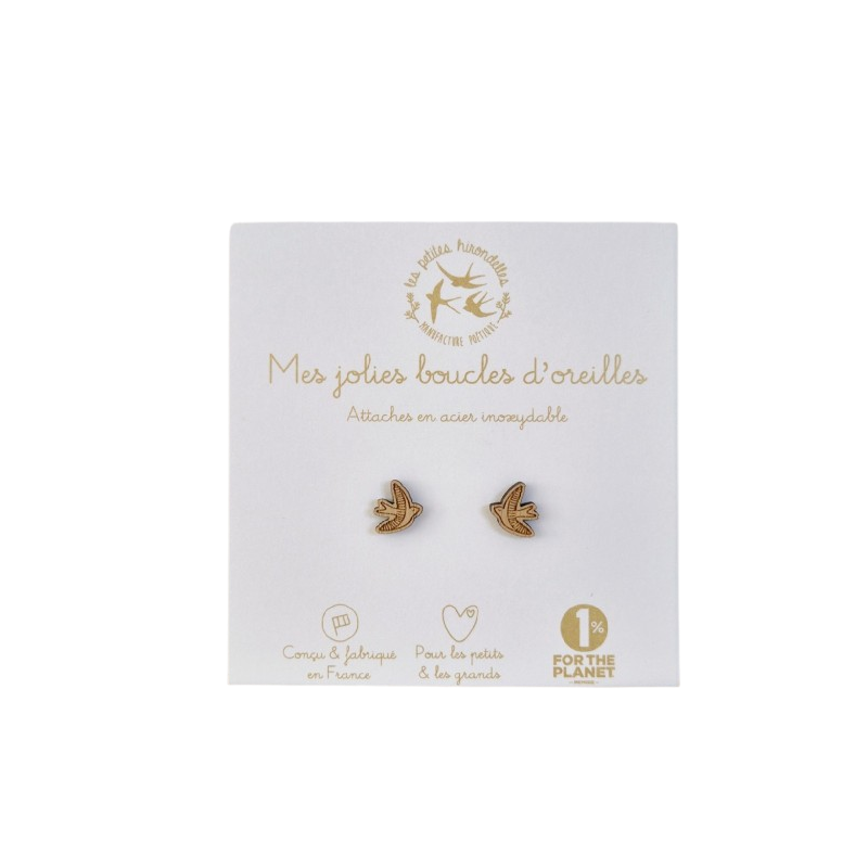 Boucles d'oreilles bois Hirondelles LES PETITES HIRONDELLES