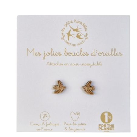 Boucles d'oreilles bois Hirondelles LES PETITES HIRONDELLES