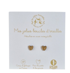 Boucles d'oreilles Coeurs LES PETITES HIRONDELLES, dorées