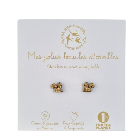 Boucles d'oreilles Ecureuils LES PETITES HIRONDELLES, dorées
