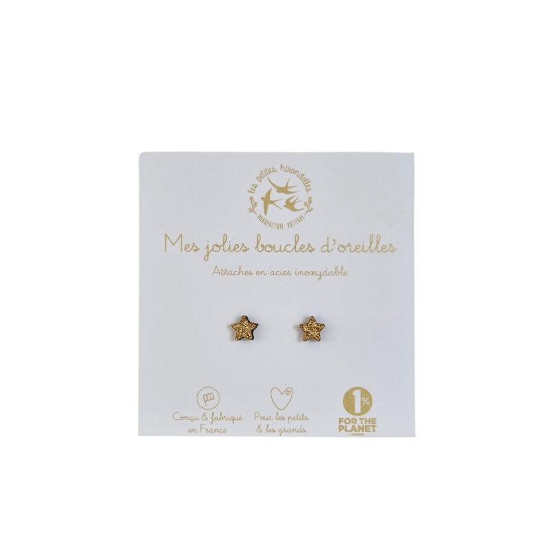 Boucles d'oreilles Etoiles LES PETITES HIRONDELLES, dorées