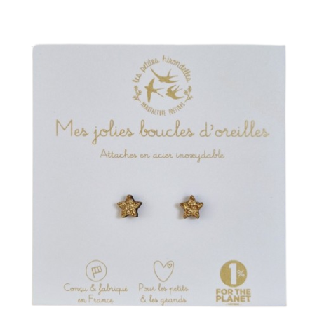 Boucles d'oreilles Etoiles LES PETITES HIRONDELLES, dorées
