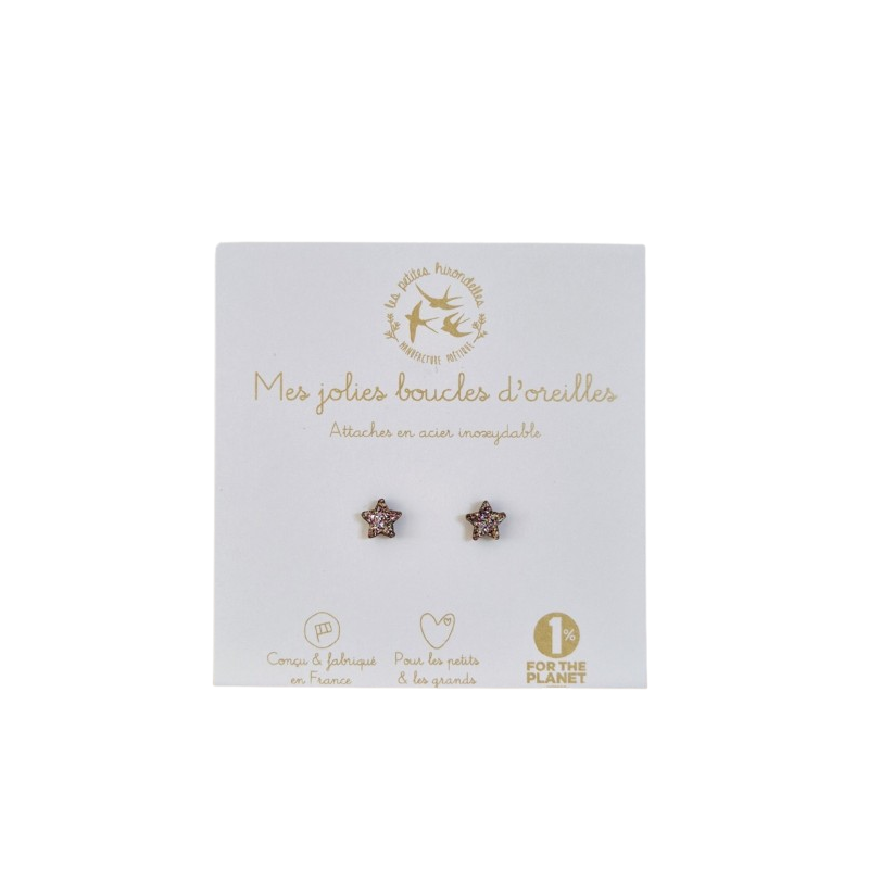Boucles d'oreilles Etoiles LES PETITES HIRONDELLES, roses