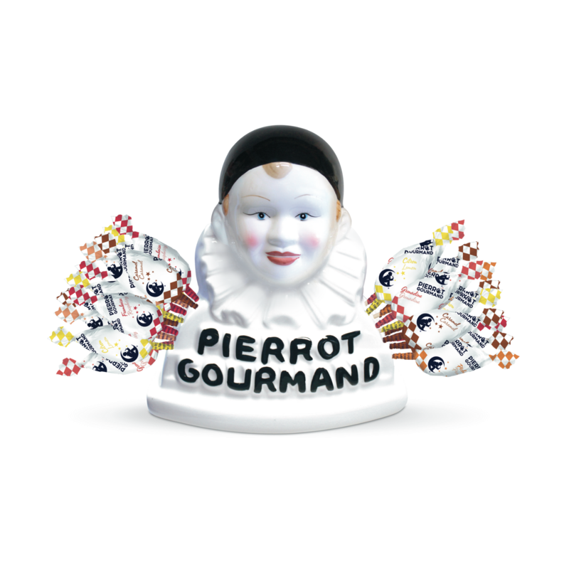 Coffret Buste porte-sucettes et 40 sucettes PIERROT GOURMAND
