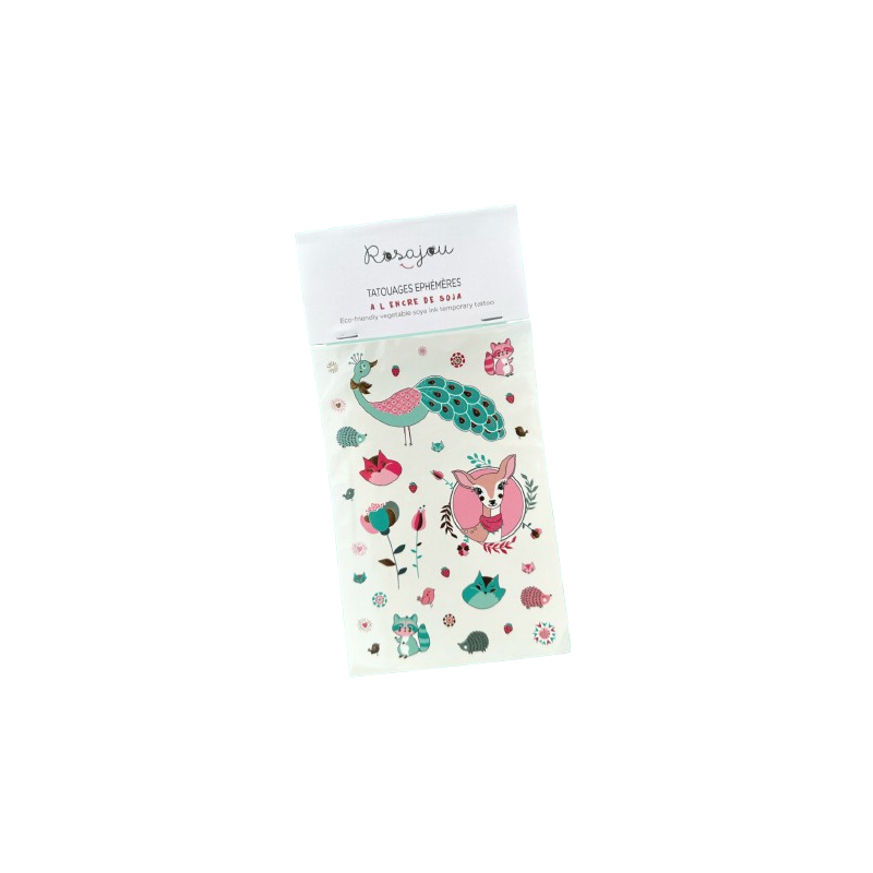 Tatouages éphémères à l'encre de soja ROSAJOU, thème Floral