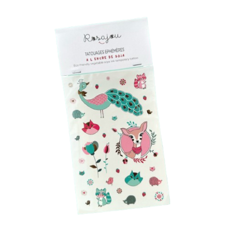 Tatouages éphémères à l'encre de soja ROSAJOU, thème Floral