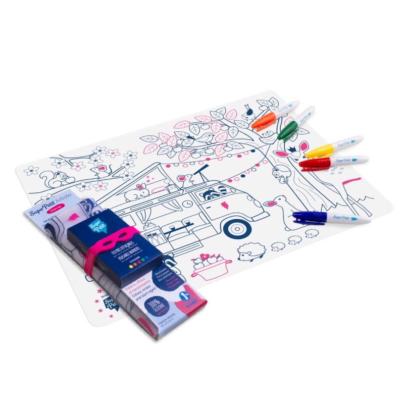 Set de table Dream Van SUPER PETIT, à colorier à l'infini