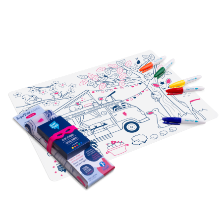 Set de table Dream Van SUPER PETIT, à colorier à l'infini