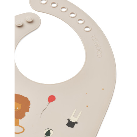 Lot de 2 bavoirs en silicone Tilda LIEWOOD, Circus Sandy