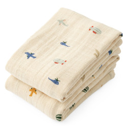 Lot de 2 langes Lewis LIEWOOD, mousseline de coton Aviator