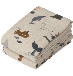 Lot de 2 langes Lewis LIEWOOD, mousseline de coton Sea Creature