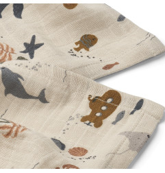 Lot de 2 langes Lewis LIEWOOD, mousseline de coton Sea Creature