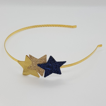Serre-tête Etoiles ATELIER GUSTAVE, paillettes bleu marine et or