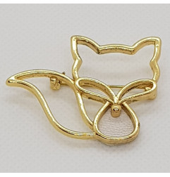 Broche Renard ATELIER GUSTAVE, cuir blanc