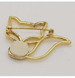 Broche Renard ATELIER GUSTAVE, cuir blanc