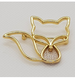 Broche Renard ATELIER GUSTAVE, cuir rose fée