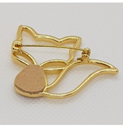 Broche Renard ATELIER GUSTAVE, cuir rose fée