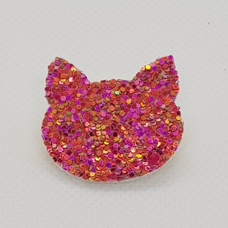 Broche Chat ATELIER GUSTAVE, paillettes rose fuchsia