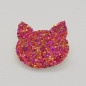 Broche Chat ATELIER GUSTAVE, paillettes rose fuchsia