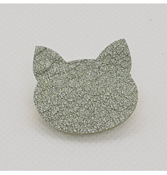 Broche Chat ATELIER GUSTAVE, argent irisé
