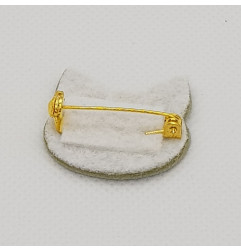 Broche Chat ATELIER GUSTAVE, argent irisé