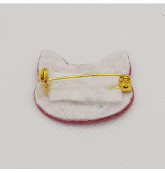 Broche Chat ATELIER GUSTAVE, rose terra