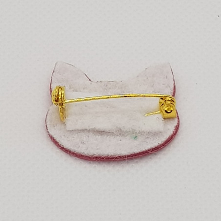 Broche Chat ATELIER GUSTAVE, rose terra