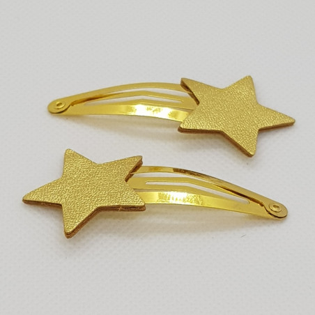 Lot de 2 barrettes clic-clac Etoile ATELIER GUSTAVE, doré irisé
