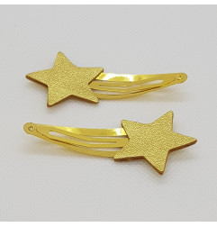Lot de 2 barrettes clic-clac Etoile ATELIER GUSTAVE, doré irisé