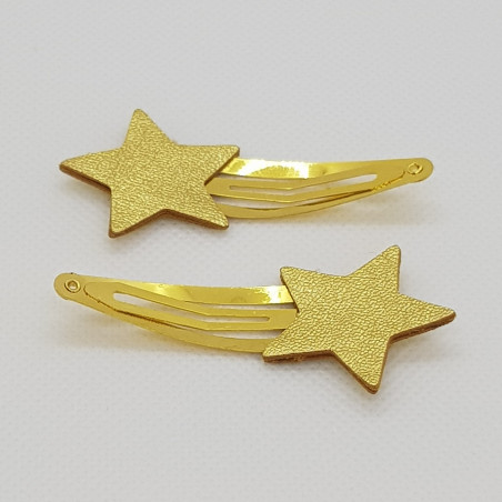 Lot de 2 barrettes clic-clac Etoile ATELIER GUSTAVE, doré irisé