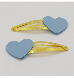 Lot de 2 barrettes clic-clac Coeur ATELIER GUSTAVE, bleu glacier