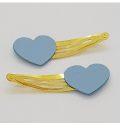 Lot de 2 barrettes clic-clac Coeur ATELIER GUSTAVE, bleu glacier