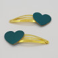 Lot de 2 barrettes clic-clac Coeur ATELIER GUSTAVE, vert gazon