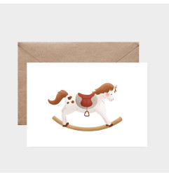 Carte Cheval A Bascule et son enveloppe kraft ATELIER ORANGER