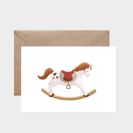 Carte Cheval A Bascule et son enveloppe kraft ATELIER ORANGER