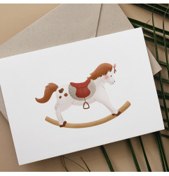 Carte Cheval A Bascule et son enveloppe kraft ATELIER ORANGER