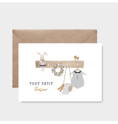 Carte Tout Petit Trésor Garçon et son enveloppe kraft ATELIER ORANGER