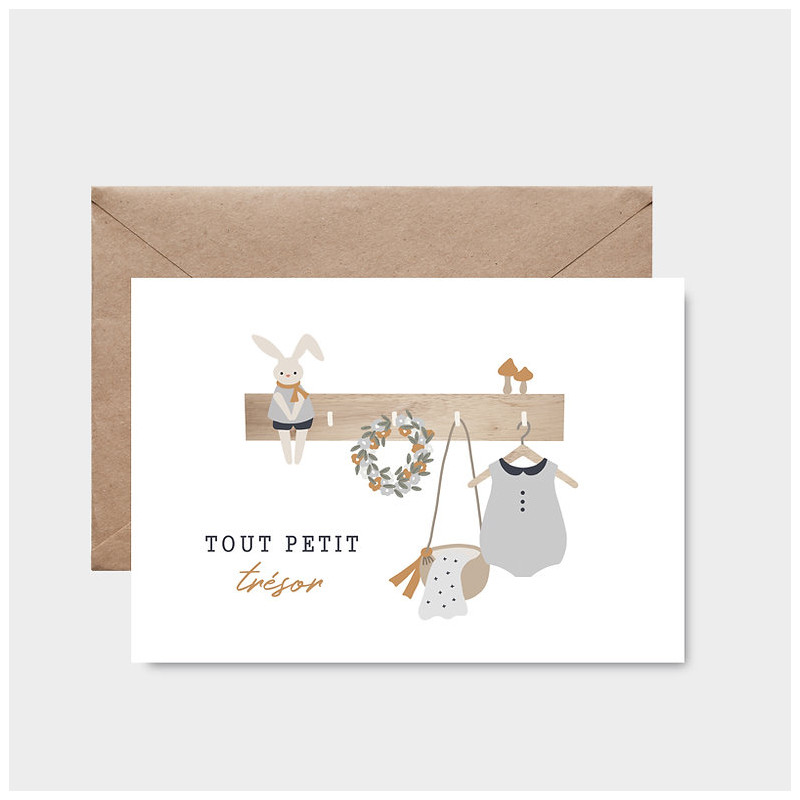 Carte Tout Petit Trésor Garçon et son enveloppe kraft ATELIER ORANGER