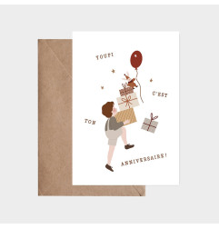 Carte Montagne de Cadeaux et son enveloppe kraft ATELIER ORANGER