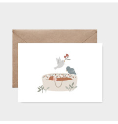 Carte Sur Mon Berceau Bleu et son enveloppe kraft ATELIER ORANGER