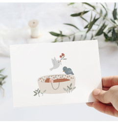 Carte Sur Mon Berceau Bleu et son enveloppe kraft ATELIER ORANGER