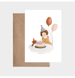 Carte C'est Mon Anniversaire Fille et son enveloppe kraft ATELIER ORANGER