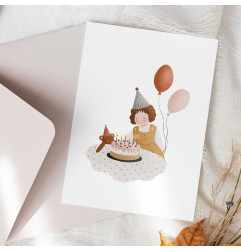 Carte C'est Mon Anniversaire Fille et son enveloppe kraft ATELIER ORANGER