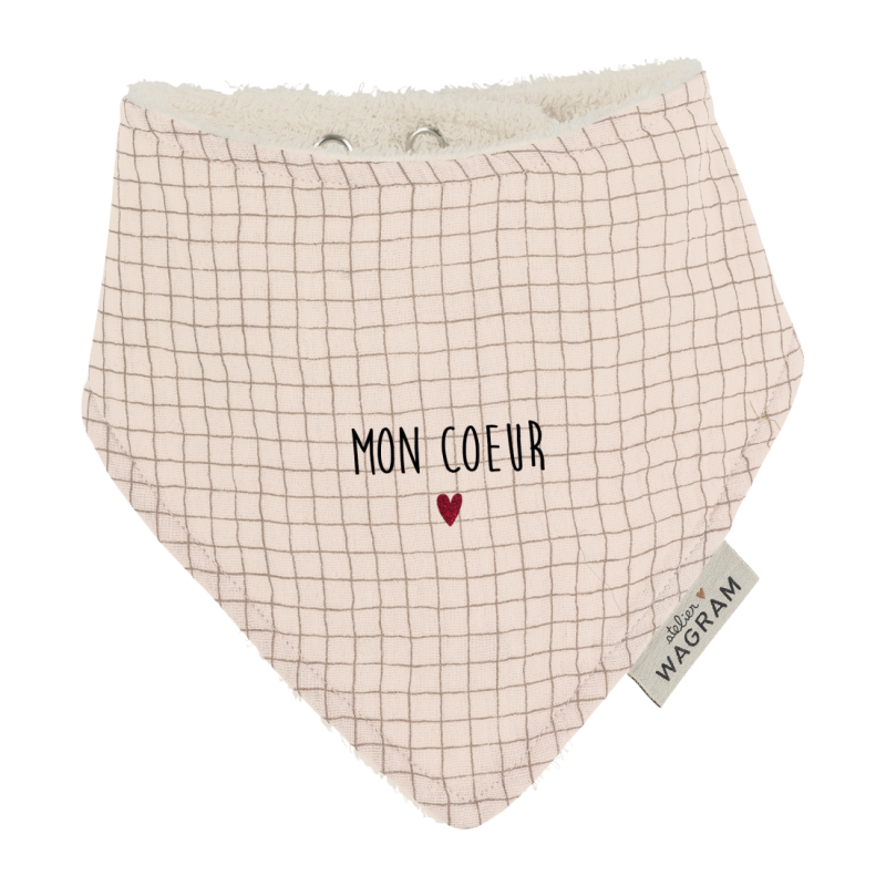Bavoir bandana ATELIER WAGRAM, gaze Petits carreaux, personnalisable