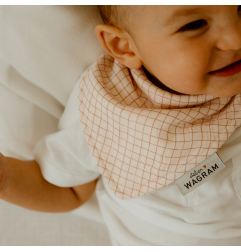 Bavoir bandana ATELIER WAGRAM, gaze Petits carreaux, personnalisable