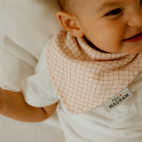 Bavoir bandana ATELIER WAGRAM, gaze Petits carreaux, personnalisable