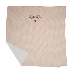 Couverture pilou ATELIER WAGRAM, gaze de coton Petits Carreaux, personnalisable