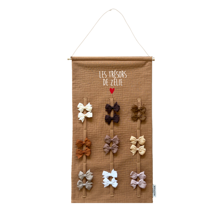 Porte-barrettes ATELIER WAGRAM, gaze camel, personnalisable