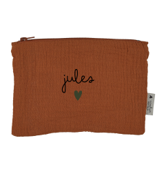 Trousse plate ATELIER WAGRAM, gaze Caramel, personnalisable