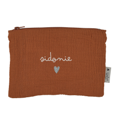 Trousse plate ATELIER WAGRAM, gaze Caramel, personnalisable